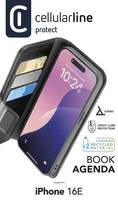 Cellularline Book Agenda 2 Case fr Apple iPhone 16e Black