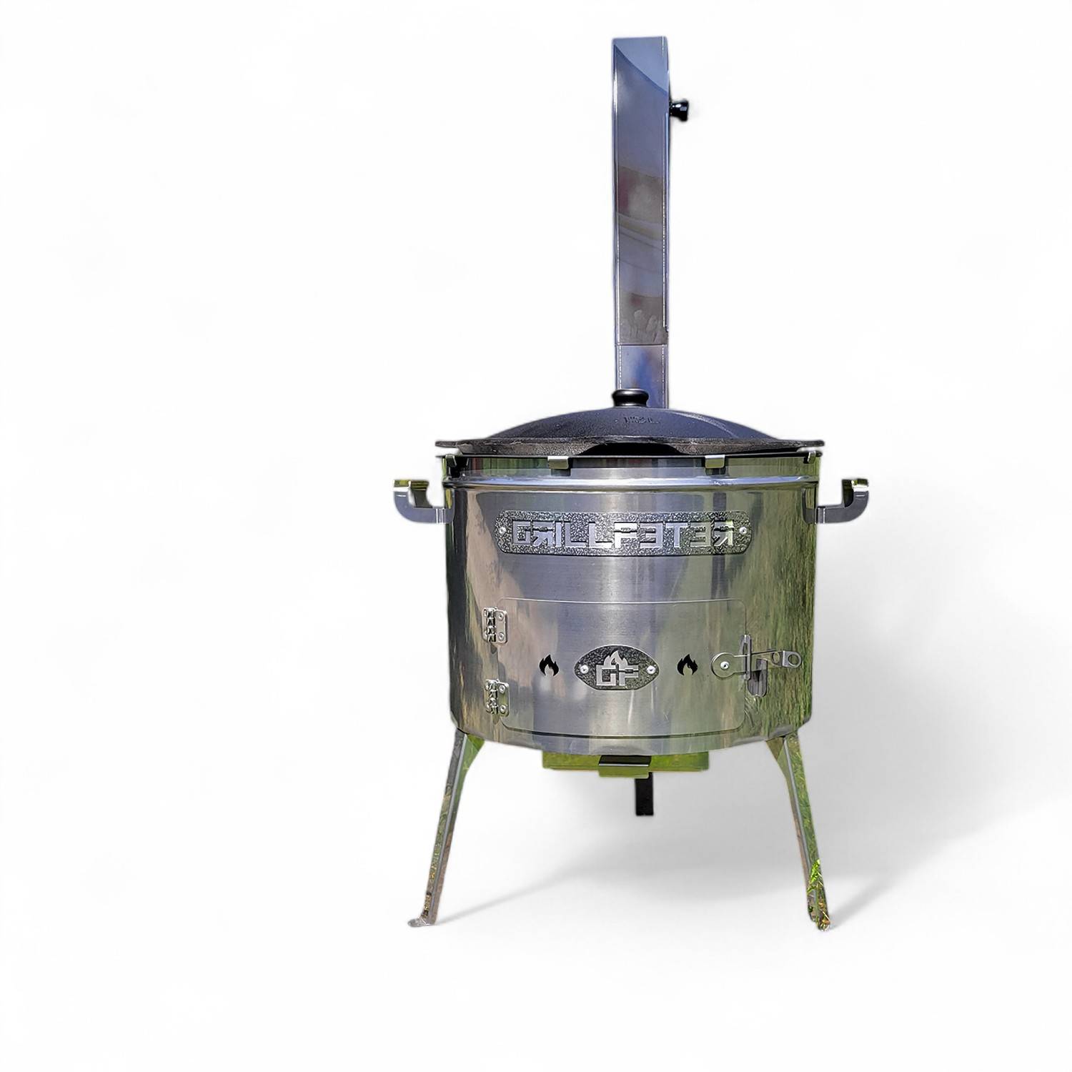 Utschak aus Edelstahl 2mm mit Rauchrohr Timur mit Kazan aus Gusseisen 12L