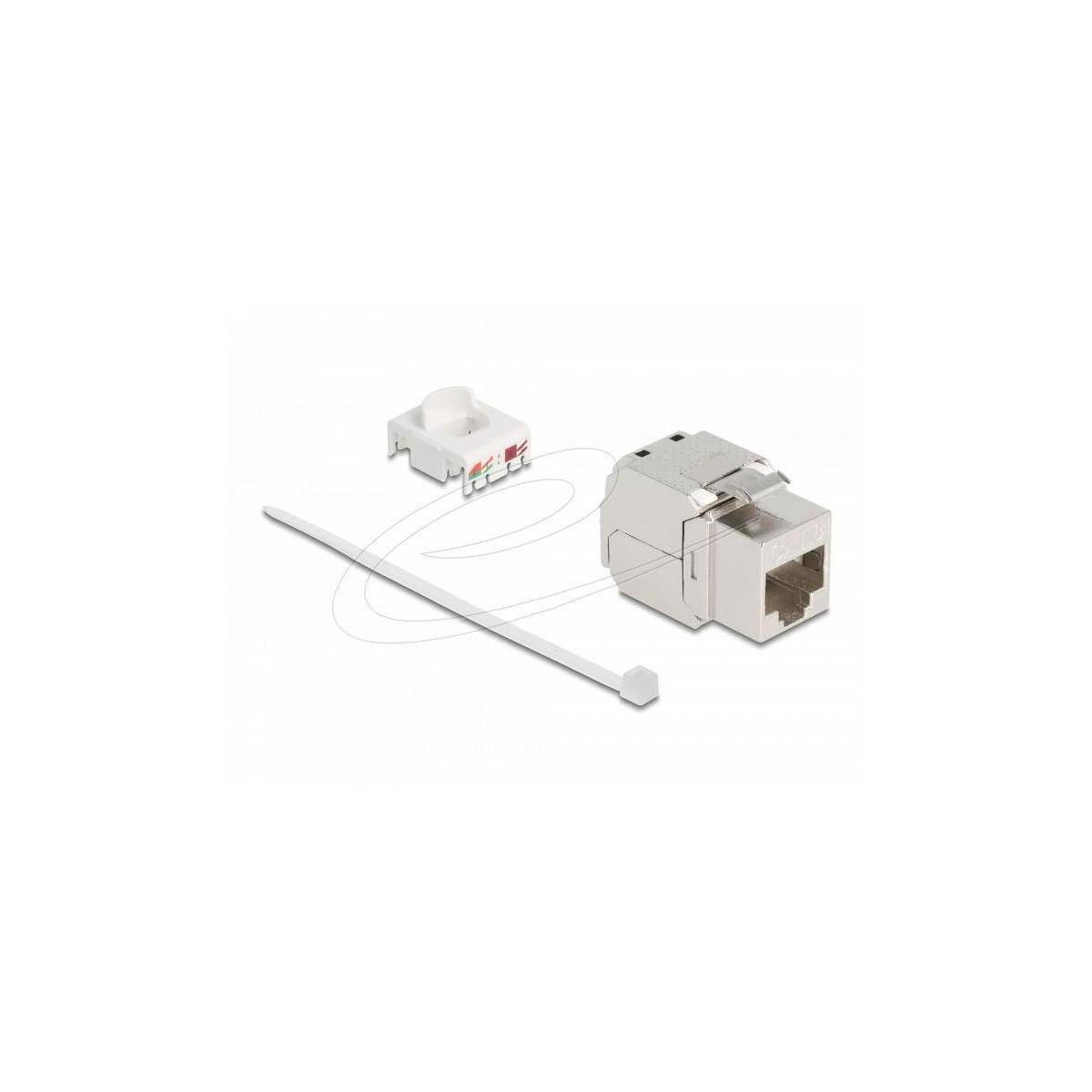 Delock Keystone Modul RJ45 Buchse zu LSA Cat.8.1 STP mit Metall Latch werkzeugfr