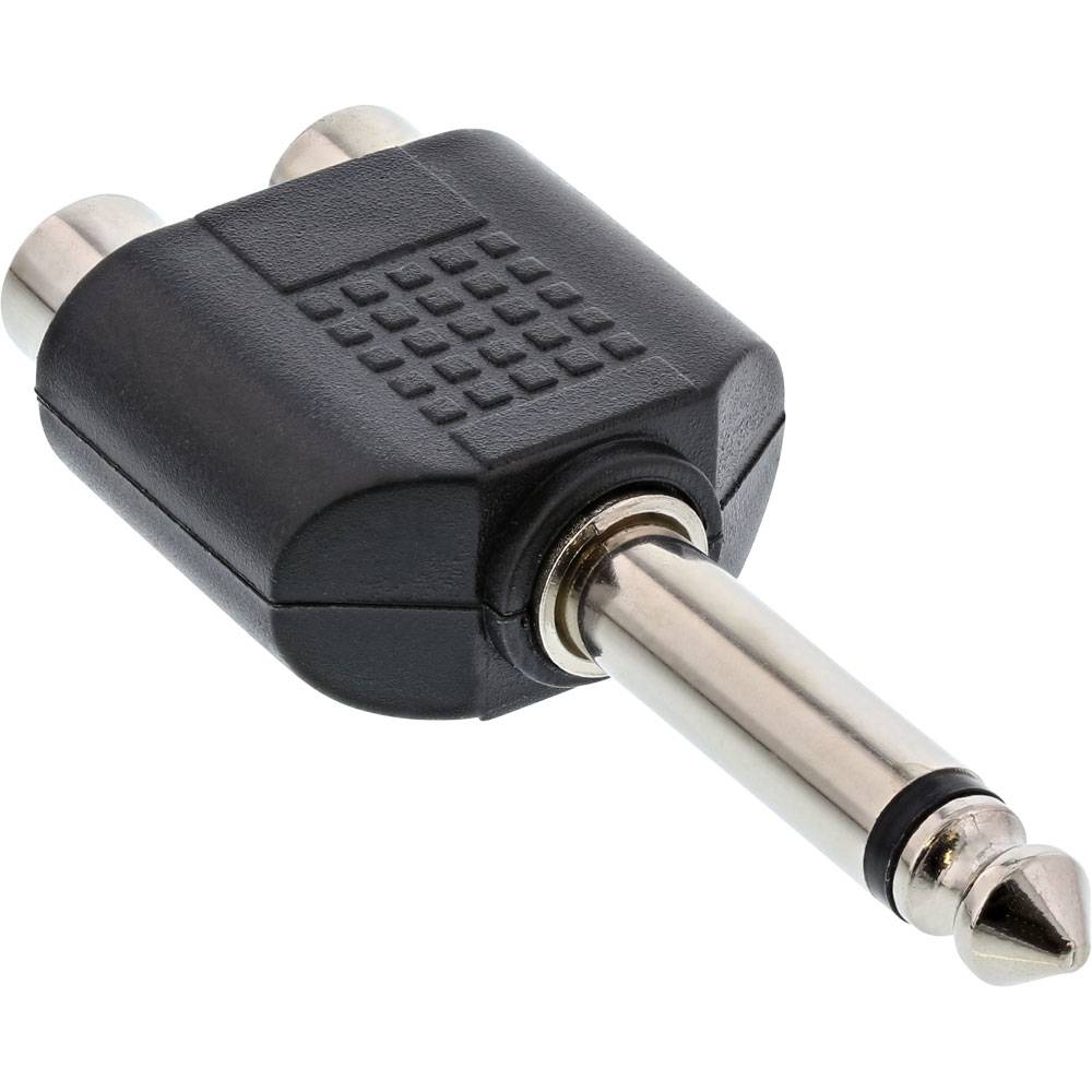 InLine® 99339 Audio Adapter, 6,3mm Klinke Stecker an 2x Cinch Buchse, Mono