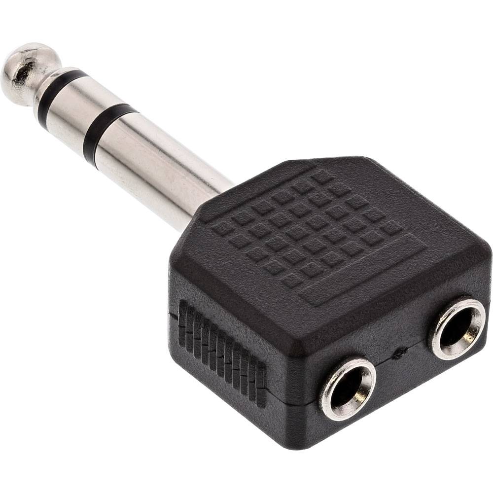 InLine® 99304 Audio Adapter, 6,3mm Klinke Stecker Stereo an 2x 3,5mm Klinke Buchse, Stereo