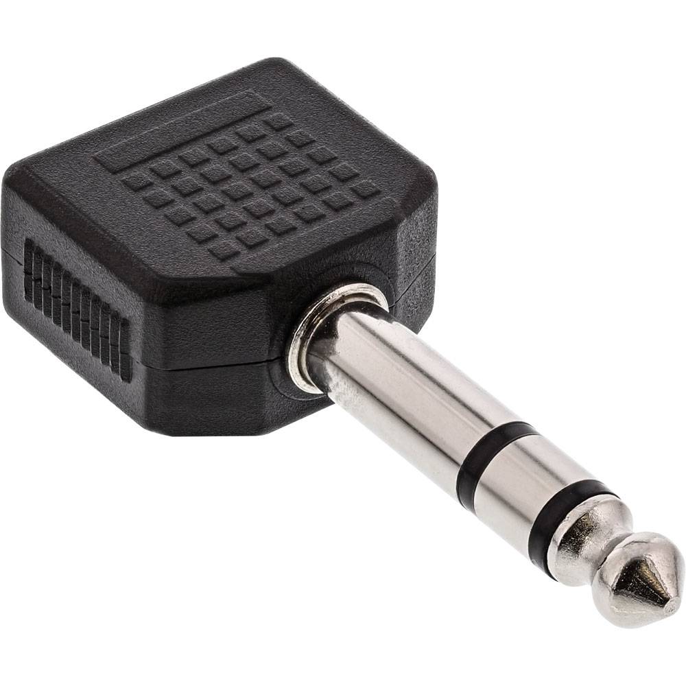 InLine® 99304 Audio Adapter, 6,3mm Klinke Stecker Stereo an 2x 3,5mm Klinke Buchse, Stereo