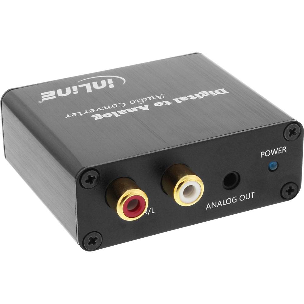 InLine® 65002K Audio-Konverter Digital zu Analog, Toslink & Cinch Eingang zu Cinch Stereo Ausgang, USB Power