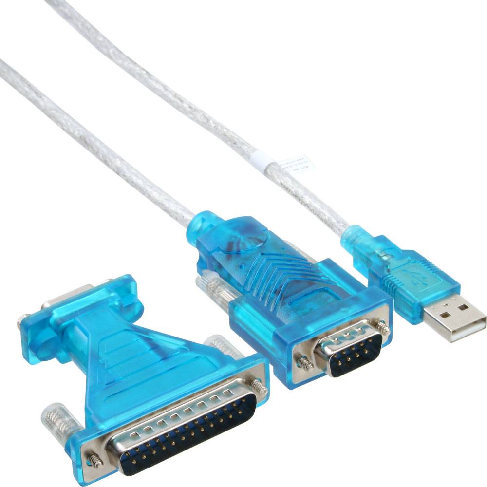 InLine® 33396 USB zu Seriell Adapterkabel, USB Stecker A an 9pol Stecker, 1,8m, mit 9-25pol Adapter