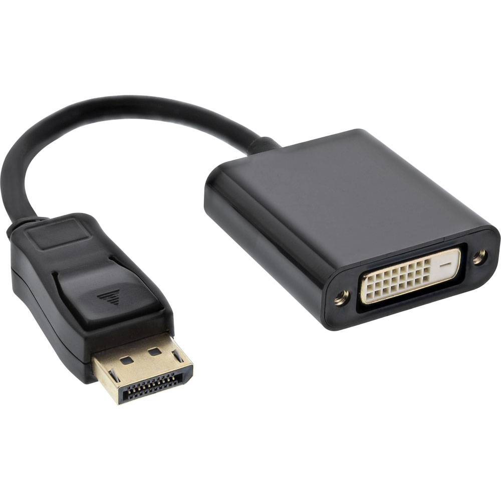 InLine® 17199K DisplayPort Adapterkabel, DisplayPort Stecker auf DVI-D 24+1 Buchse schwarz, 0,15m