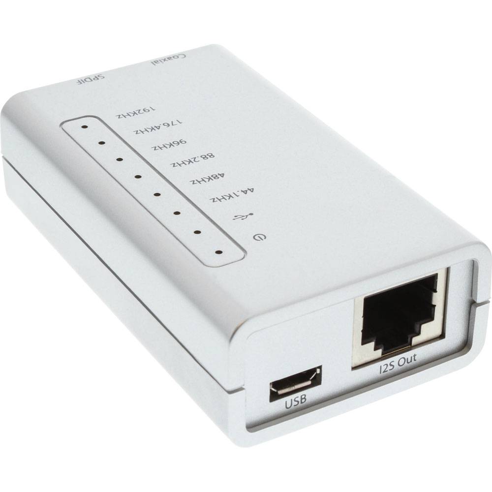InLine® 33053I USB HD Audio Adapter, USB Hi-Fi (24-bit 192kHz) zu Digital Coax / Toslink / I2S Audio Konverter
