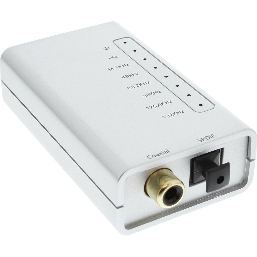 InLine® 33053I USB HD Audio Adapter, USB Hi-Fi (24-bit 192kHz) zu Digital Coax / Toslink / I2S Audio Konverter