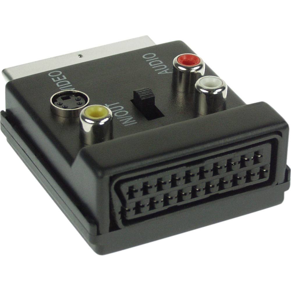 InLine® 89959 S-VHS/Scart Adapter, Scart Stecker / Buchse, an 3x Cinch Buchse und 1x S-VHS Buchse