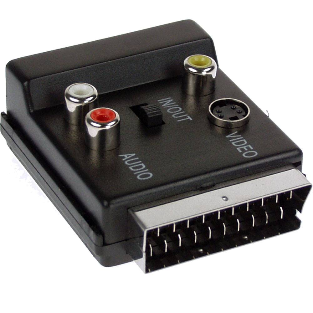 InLine® 89959 S-VHS/Scart Adapter, Scart Stecker / Buchse, an 3x Cinch Buchse und 1x S-VHS Buchse