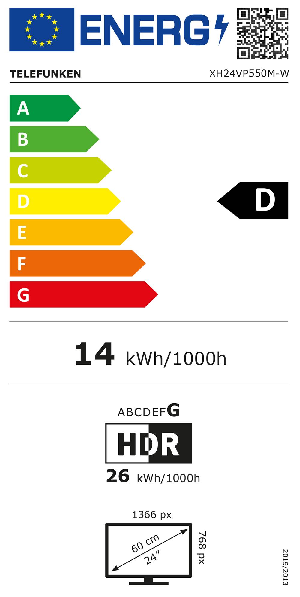 Telefunken Fernseher 24 Zoll Smart TV VIDAA XH24VP550M-W HD Fernseher HDR TV mit Triple-Tuner