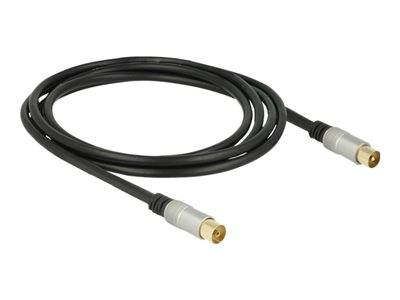 DELOCK Antennenkabel IEC -> IEC St/Bu 2.00m Premium schwarz Multimedia-Technik Satelliten-Zubehör
