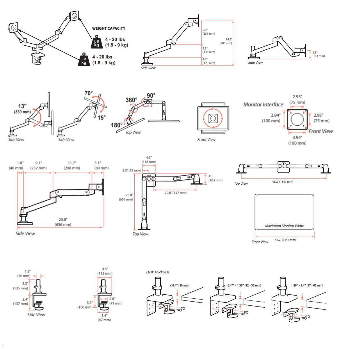 Ergotron LX Pro Dual Monitorhalter bis 27 Zoll side by side (45-686-292), schwar...
