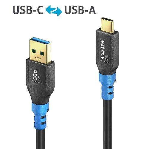 PureLink FlexInstall USB 3.2 Gen 1 Kabel, USB St.A/St.C, schwarz, 2,0 m