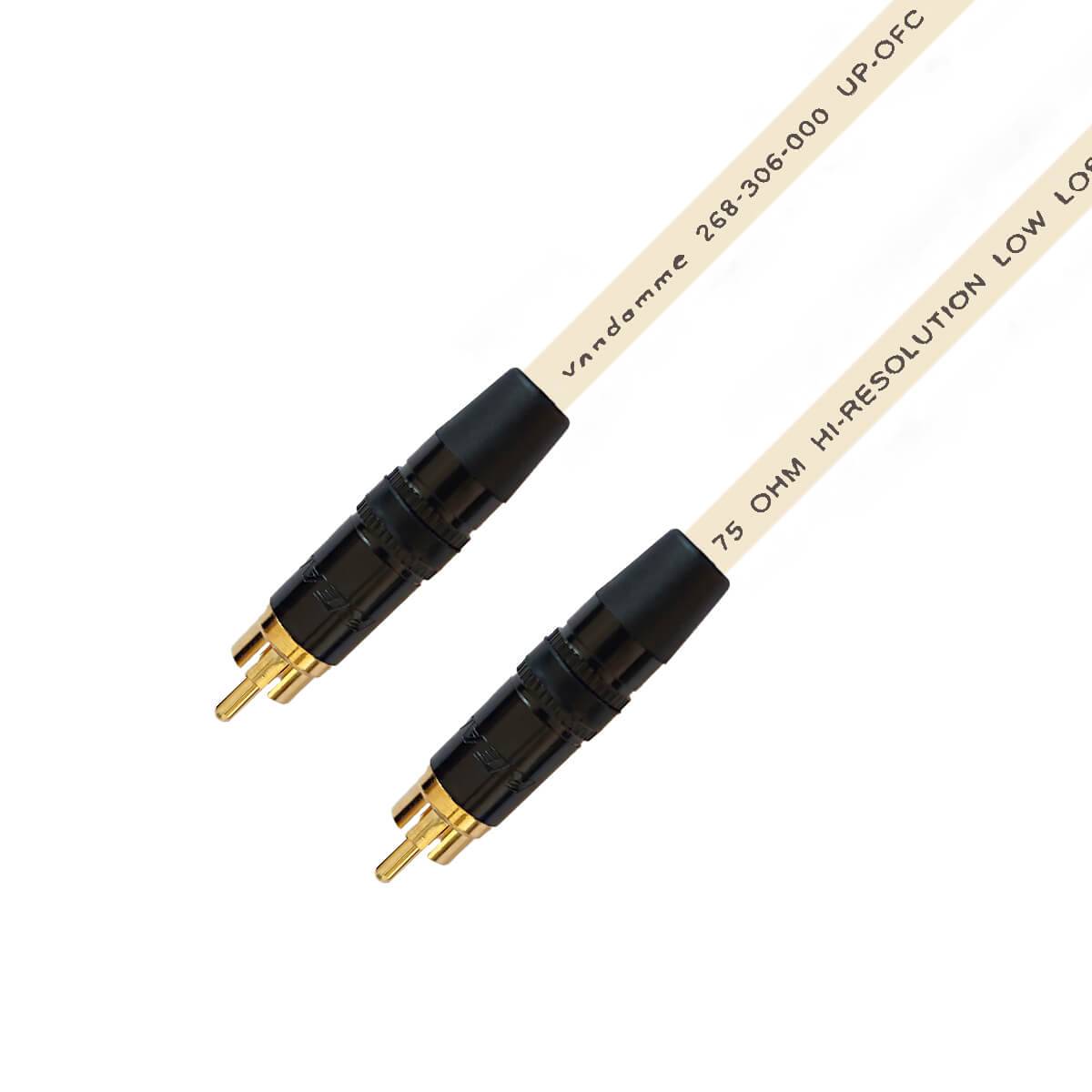 Van Damme Plasma Grade 75 Ohm Koaxialkabel RCA Digital Audio S/PDIF und Video 0.25m Creme