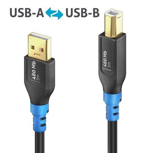 PureLink FlexInstall USB 2.0 Kabel, USB St.A/St.B, schwarz, 3,0 m