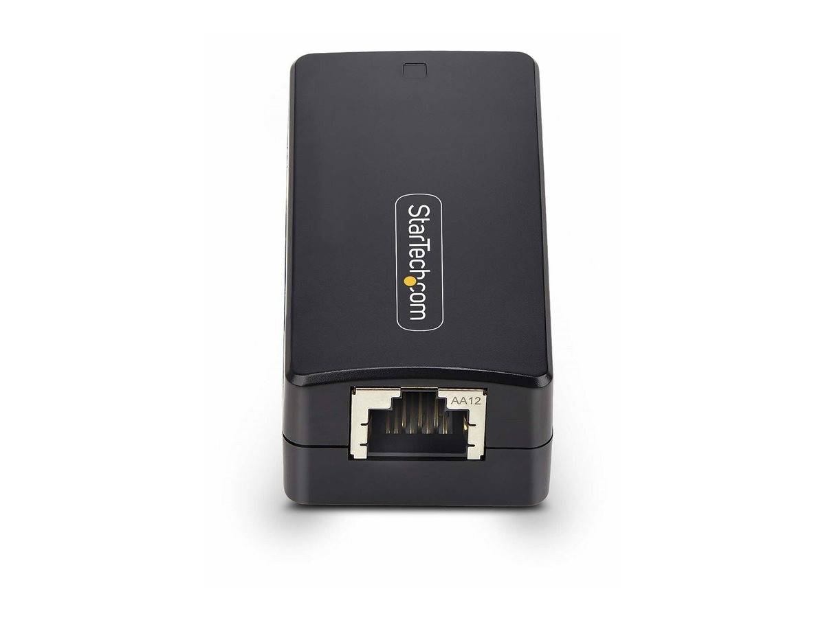 Black StarTech.com AA12 Adapter-Gerät gezeigt in Frontansicht mit einer Portöffnung auf der Unterseite