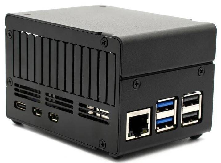 KKSB Gehäuse für Raspberry Pi 5 , passend für NVMe HATs, Aluminium, eloxiert, sandgestrahlt, schwarz