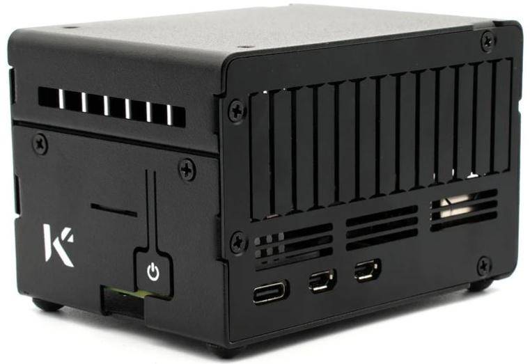 KKSB Gehäuse für Raspberry Pi 5 , passend für NVMe HATs, Aluminium, eloxiert, sandgestrahlt, schwarz