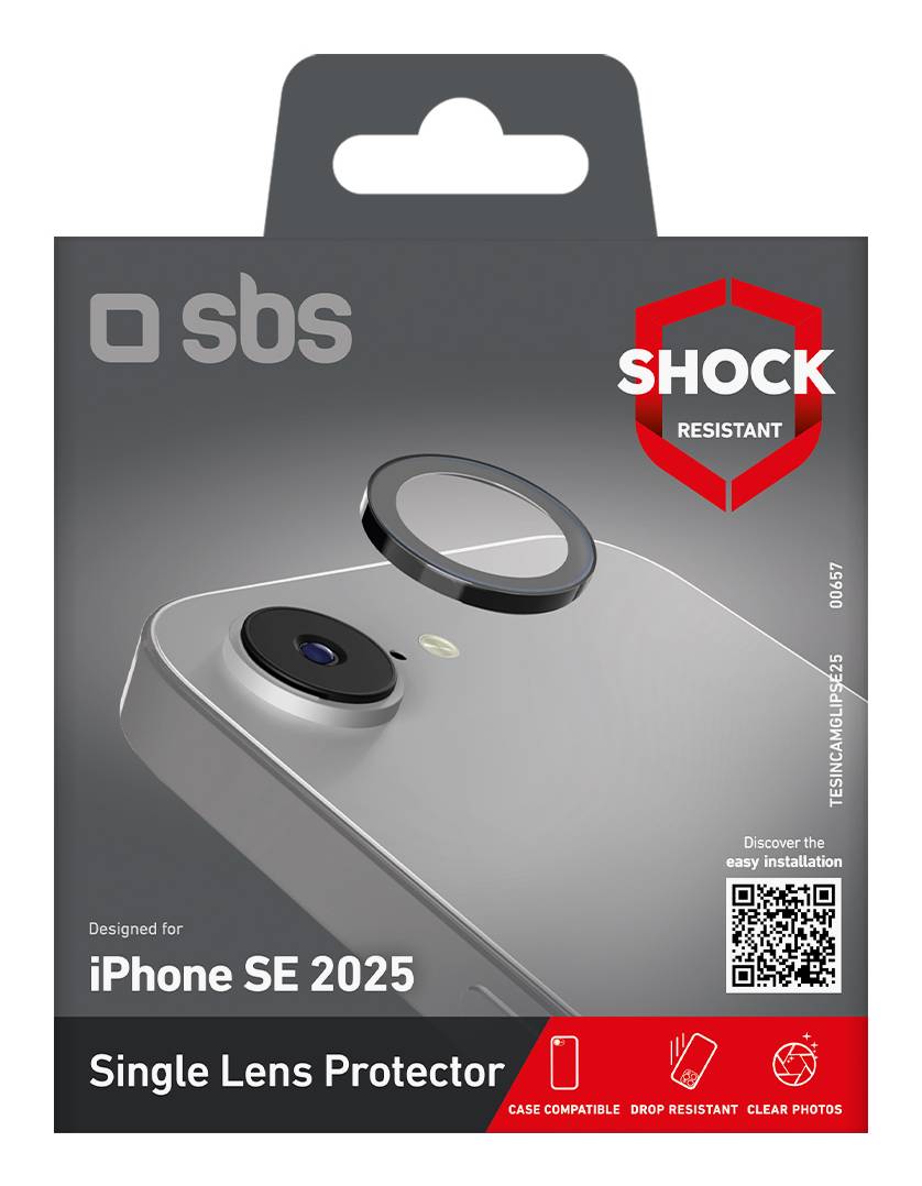 SBS TESINCAMGLIPSE25, Apple, iPhone SE 2025, Stoßfest, Kratzresistent, Schwarz, Transparent, 1 Stück(e)