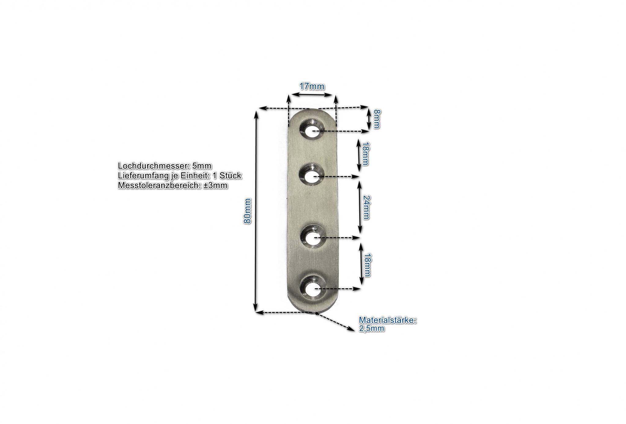 Edelstahl Verbinder 80x17mm Flachverbinder Lochplatte Platte Beschlag