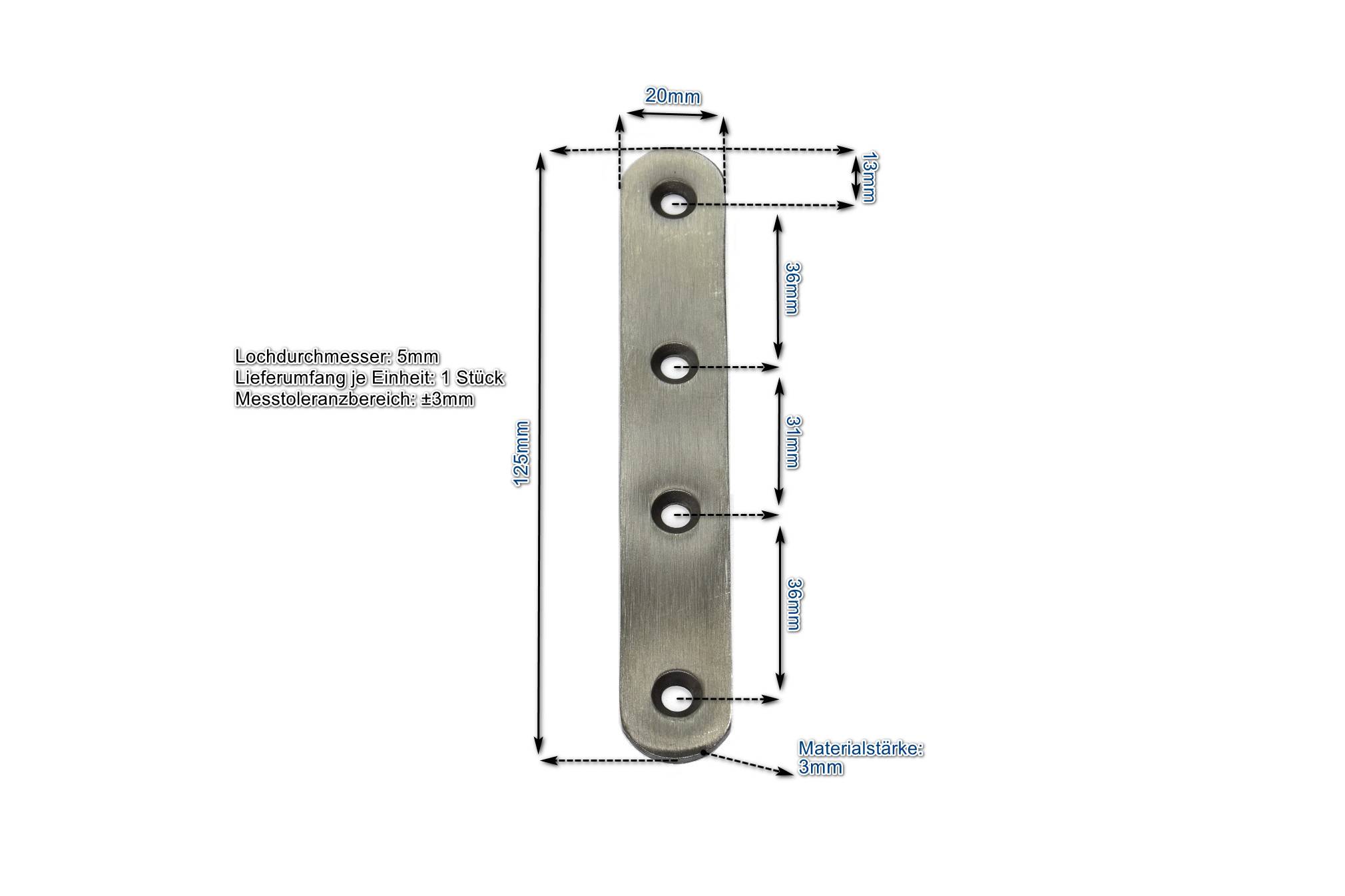Edelstahl Verbinder 125x20mm Flachverbinder Lochplatte Platte Beschlag