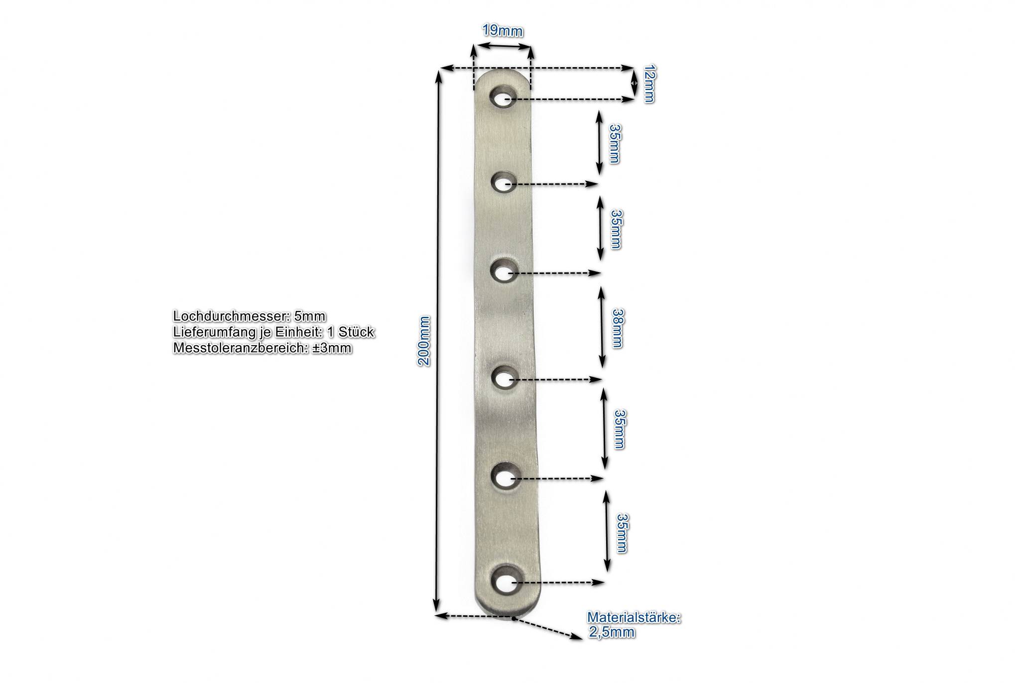 Edelstahl Verbinder 200x19mm Flachverbinder Lochplatte Platte Beschlag