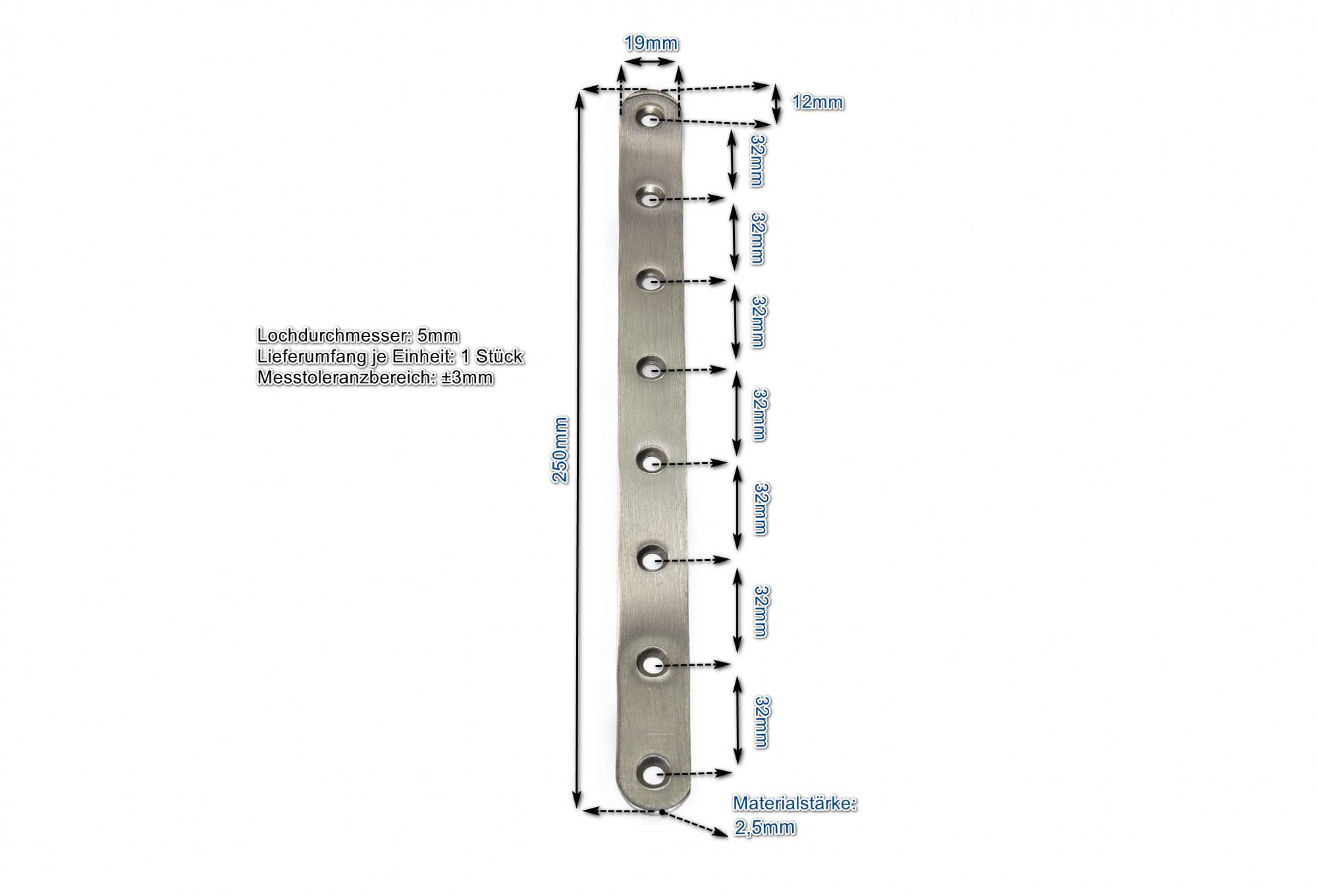 Edelstahl Verbinder 250x19mm Flachverbinder Lochplatte Platte Beschlag