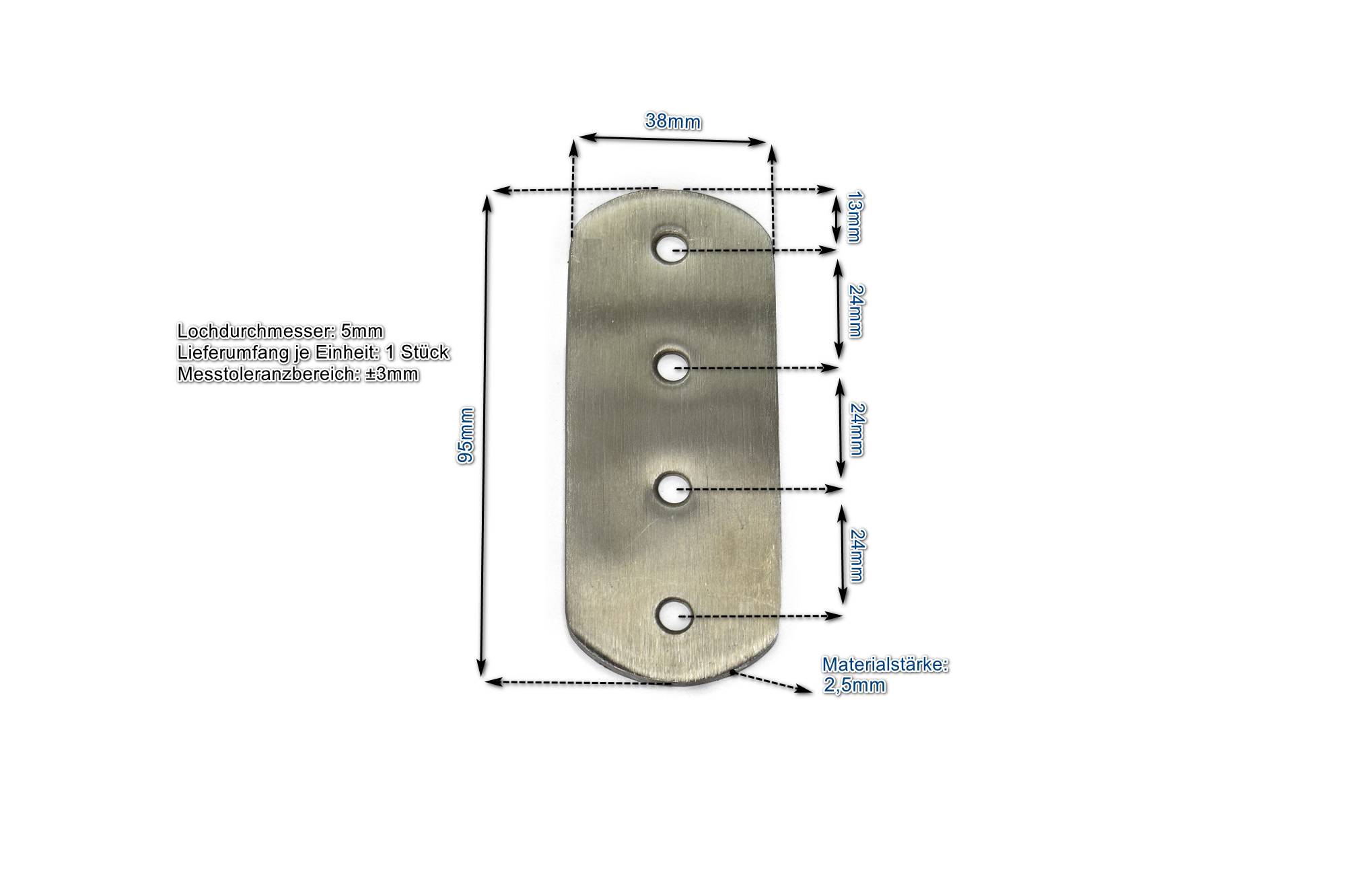 Edelstahl Verbinder 95x38mm Flachverbinder Lochplatte Platte Beschlag