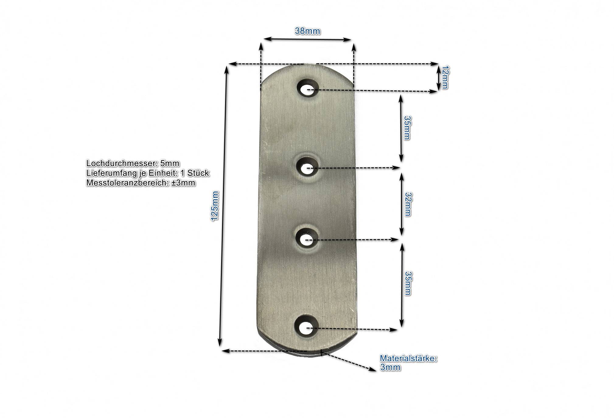 Edelstahl Verbinder 125x38mm Flachverbinder Lochplatte Platte Beschlag