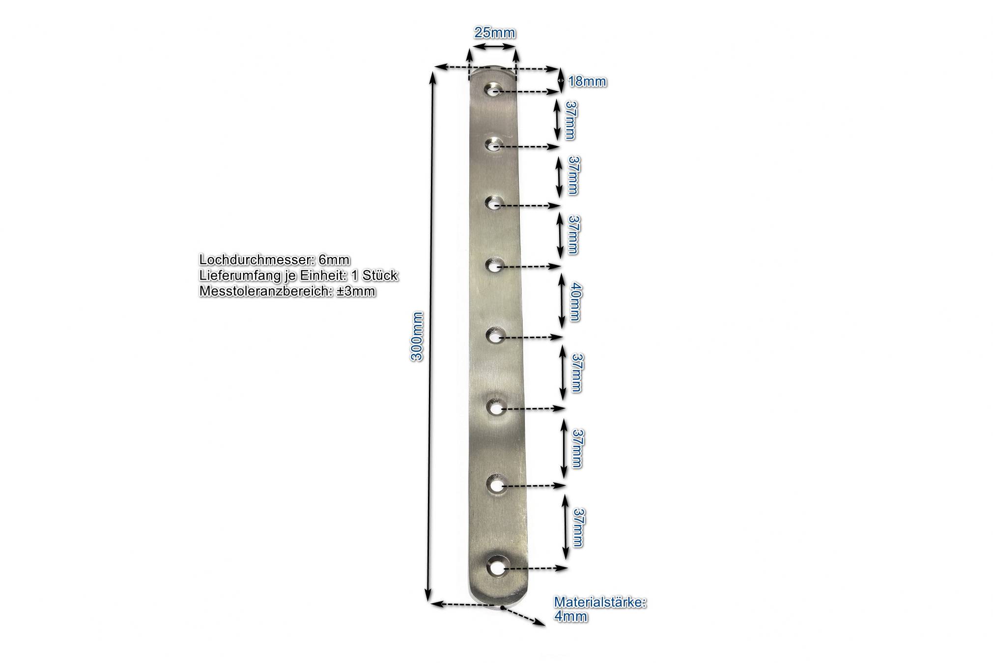 Edelstahl Verbinder 300x25mm Flachverbinder Lochplatte Platte Beschlag