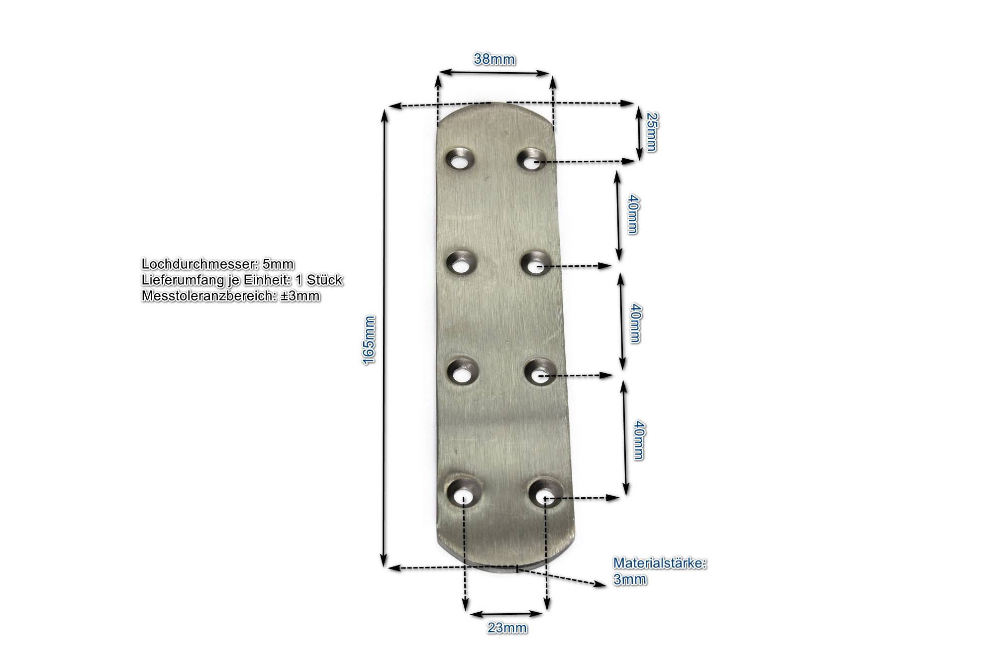 Edelstahl Verbinder 165x38mm Flachverbinder Lochplatte Platte Beschlag