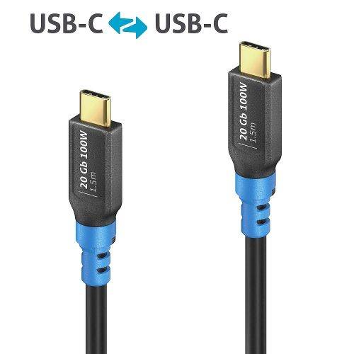 USB-C zu USB-C-Kabelgrafik mit zwei Versionen: „20 Gb 100W 1,5m