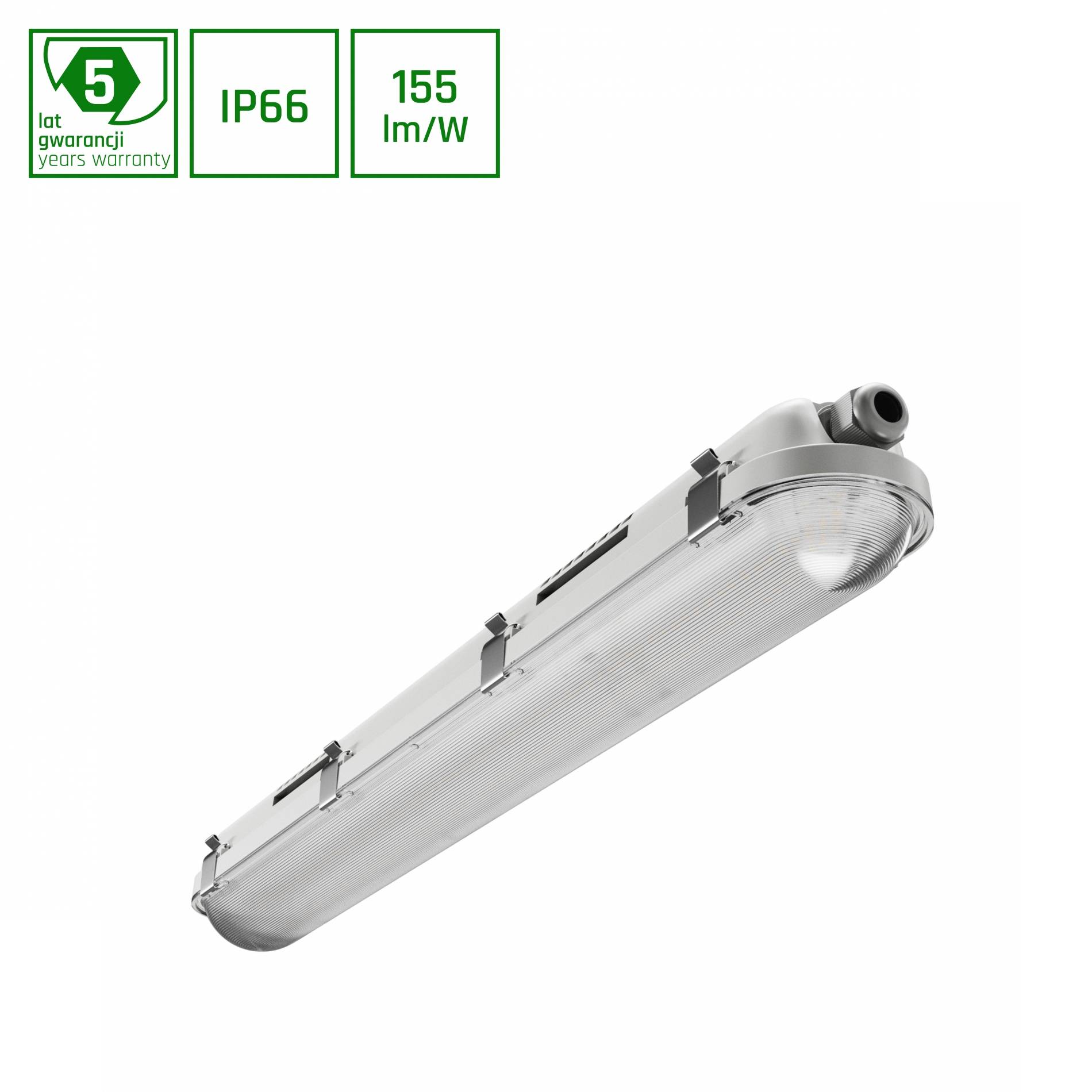 Spectrum LED LIMEA GIGANT PRO 12W/21W 60cm Feuchtraumleuchte 3250lm Wannenleuchte IP66 grau IK10 Neutralweiß 4000K