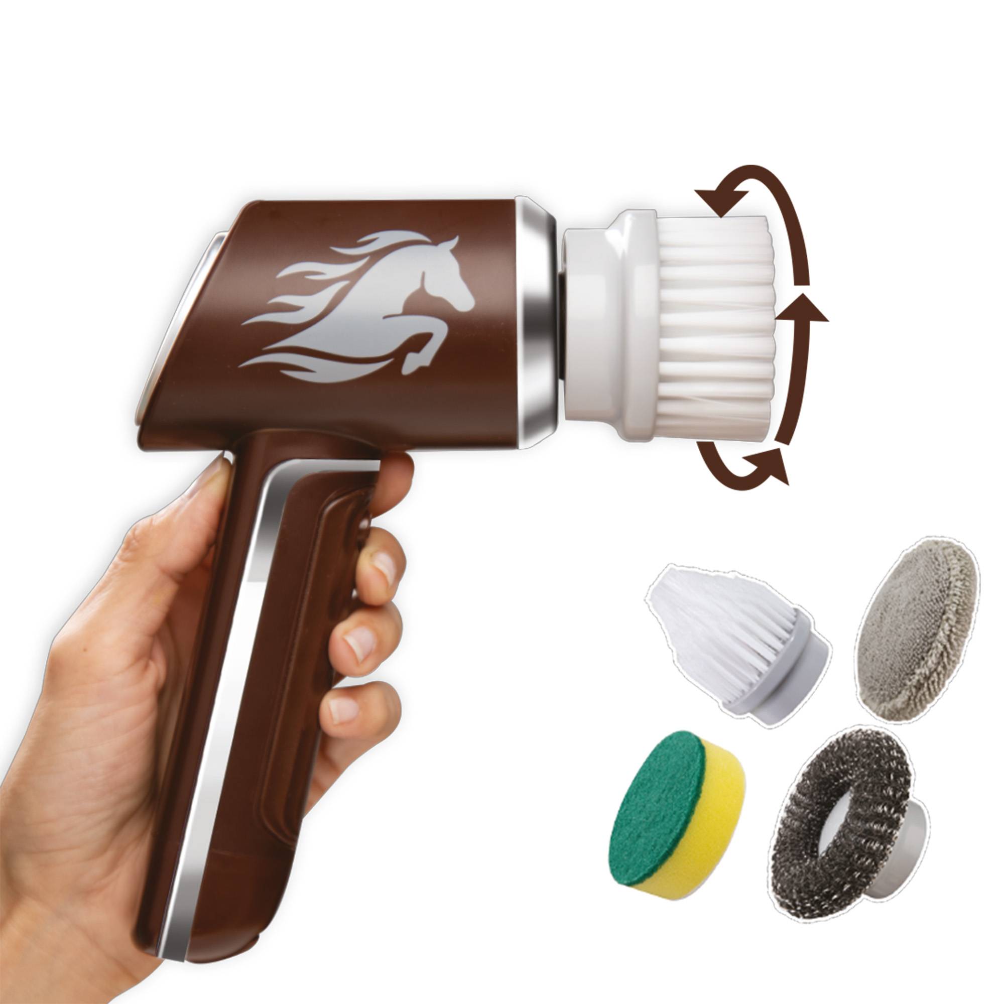 Horsepower Scrubber - Elektrische Reinigungsbürste kabellos 2000 mAh - Putzbürste elektrisch zum Putzen von Bad, Küche & Auto, Fugenreiniger - 5