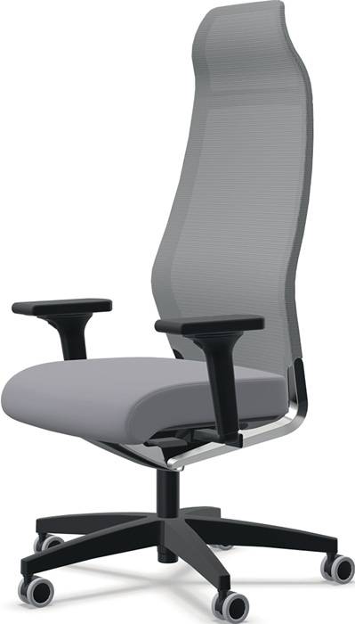 Bürodrehstuhl m.Synchrontechnik grau tonal 400-520mm m.Armlehnen u.Nackenstütze