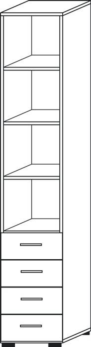 Regalschrank H2154xB400xT417mm graphit/weiß 6 OH 4 Schübe HAMMERBACHER