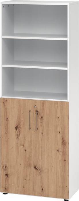 Schrank Teda-Z H2154xB800xT417mm Weiß/Asteiche 6 OH (3 offen) 2 Türen zerlegt
