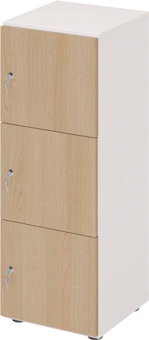 Schließfachschrank Zylinderschl.weiß/Eiche H1100xB400xT420mm 3 Abt.HAMMERBACHER