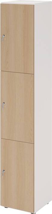 Schließfachschrank Zylinderschl.weiß/Eiche H2156xB400xT420mm 3 Abt.HAMMERBACHER