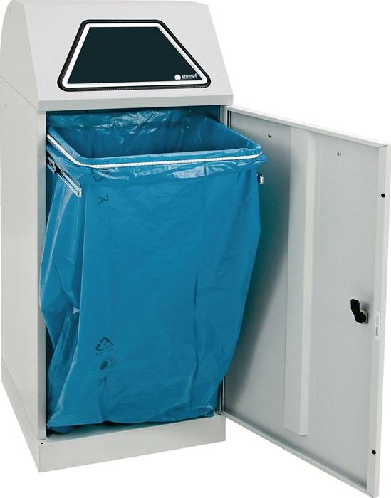 Wertstoffsammler 120l H900xB400xT380mm lichtgrau m.Müllsackhalter,o.Trethebel
