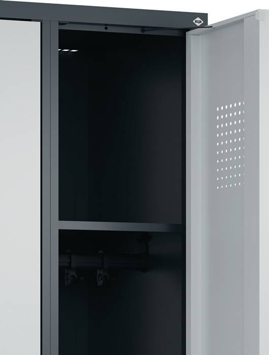 Garderobenschrank Evolo PLUS Bodengleiter 1200mm lichtgrau/lichtgrau 4 Abt.C+P