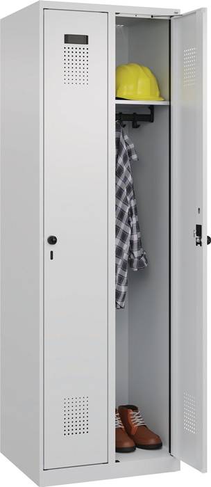 Garderobenschrank Evolo PLUS Bodengleiter 600mm lichtgrau/lichtgrau 2 Abt.C+P