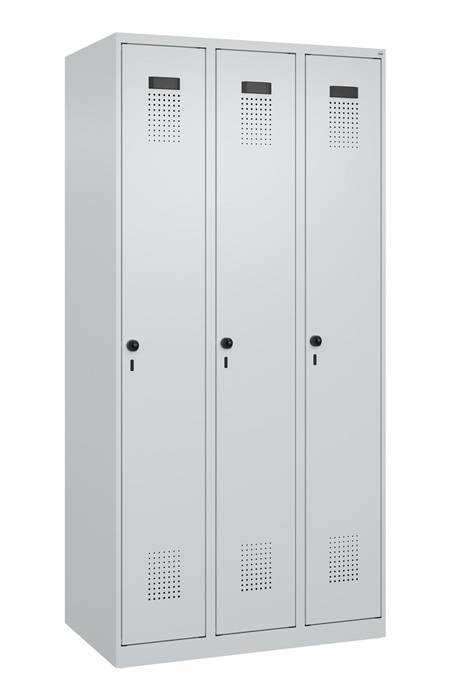 Garderobenschrank Evolo PLUS Bodengleiter 900mm lichtgrau/lichtgrau 3 Abt.C+P