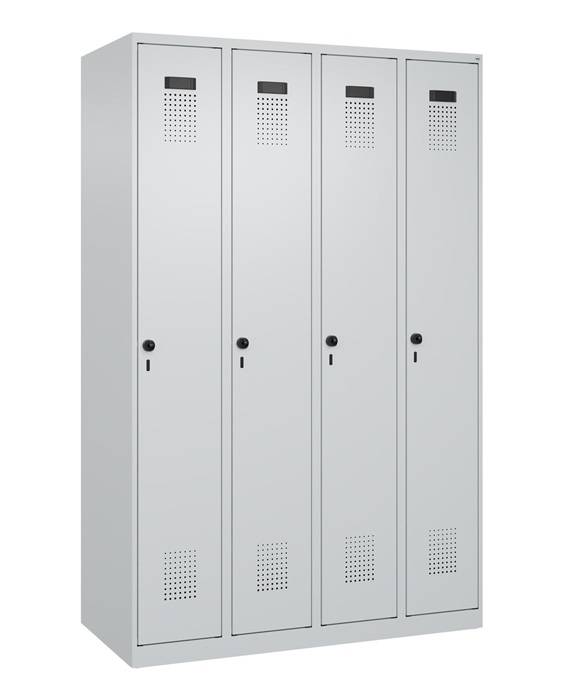 Garderobenschrank Evolo PLUS Bodengleiter 1200mm lichtgrau/lichtgrau 4 Abt.C+P