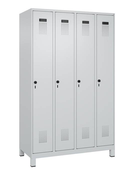Garderobenschrank Evolo PLUS Füße 1200mm lichtgrau/lichtgrau 4 Abt.C+P