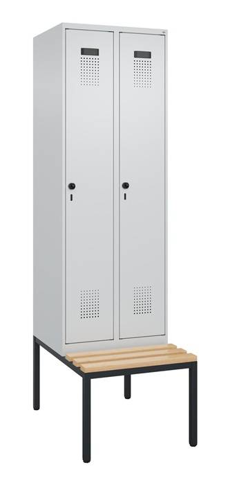 Garderobenschrank Evolo PLUS Gestell 600mm lichtgrau/lichtgrau 2 Abt.C+P