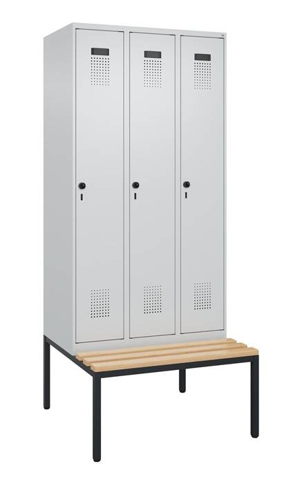 Garderobenschrank Evolo PLUS Gestell 900mm lichtgrau/lichtgrau 3 Abt.C+P