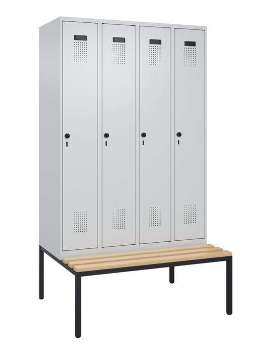 Garderobenschrank Evolo PLUS Gestell 1200mm lichtgrau/lichtgrau 4 Abt.C+P