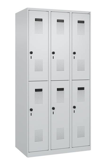 Garderobenschrank Evolo PLUS Bodengleiter 900mm lichtgrau/lichtgrau 6 Abt.C+P