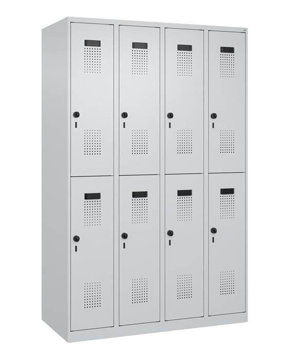 Garderobenschrank Evolo PLUS Bodengleiter 1200mm lichtgrau/lichtgrau 8 Abt.C+P